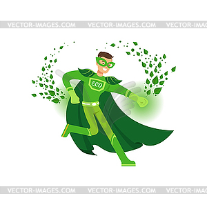 Cartoon character of superhero in fight action - vector image