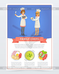 Poster with young professional chef and assistant i - vector clip art