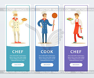 Colorful banners set with professional restaurant - vector clipart