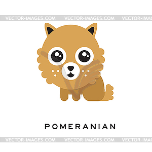 Adorable pomeranian spitz puppy with big fluffy head - vector clip art