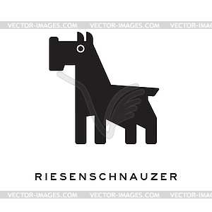 Black and white silhouette of riesenschnauzer - vector image