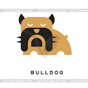 Flat bulldog with wrinkled face - vector image