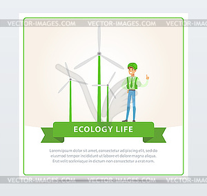 Ecological lifestyle concept with man and - vector clipart