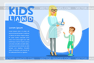 Boy with rash visiting family doctor in clinic - vector clipart