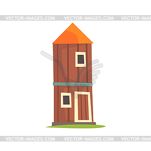 Красная сельскохозяйственная башня, cilo, деревянное здание фермы - графика в векторе
