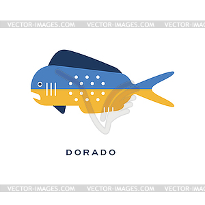 Dorado, sea fish geometric flat style design - vector image