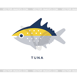 Tuna, sea fish geometric flat style design - vector clipart