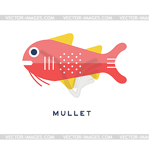 Mullet, sea fish geometric flat style design - vector clip art