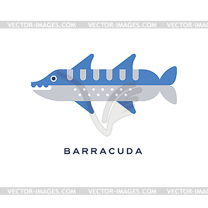 Barracuda, sea carnivorous fish geometric flat styl - vector clip art