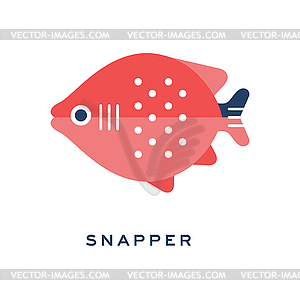 Snapper, freshwater fish geometric flat style design - vector clipart