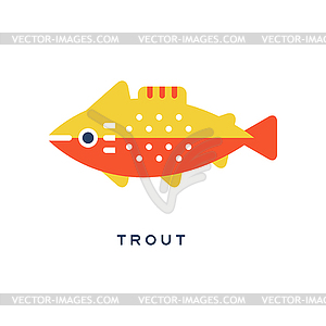 Trout, freshwater fish geometric flat style design - vector clip art