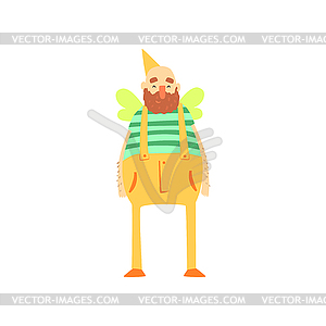 Freak fat bearded man character in funny bee - vector clip art