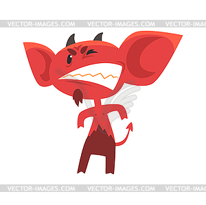 Angry devil standing in threatening pose and showin - vector image