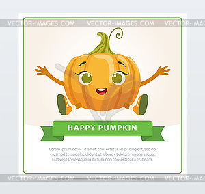 Cute humanized gourd vegetable character , happy - royalty-free vector clipart