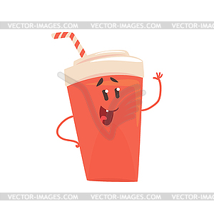 Soda drink cartoon character, element for menu of - vector clipart