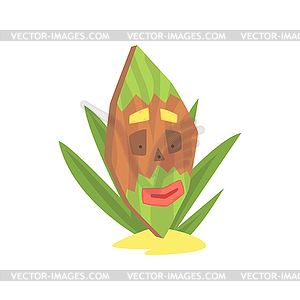 Hawaiian Tiki mask, tribal totem cartoon - royalty-free vector image