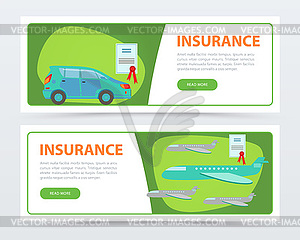 Insurance banners set, insurance policy services - vector clipart