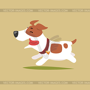 Jack russell puppy character running, cute funny - vector image