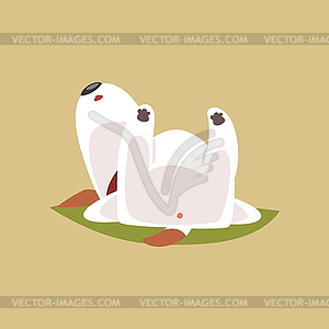 Jack russell puppy character sleeping on his back, - vector clip art