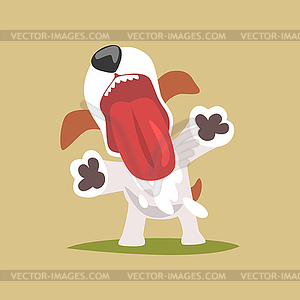 Jack russell puppy character with open mouth, cute - vector image