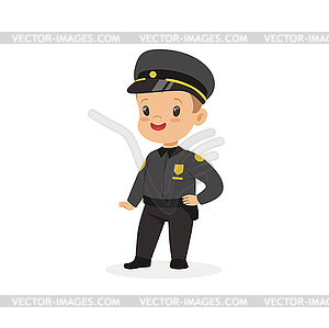 Boy dream of being grown up and working in police - vector image