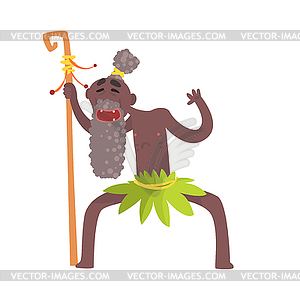 Cheerful black skinned old man aborigine of - vector clip art