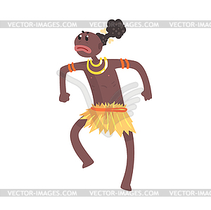 Black skinned man aborigine in angry pose - vector image