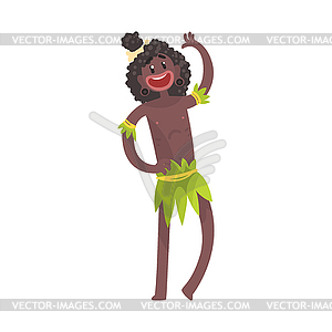 Smiling black skinned man aborigine waving his hand - vector clipart
