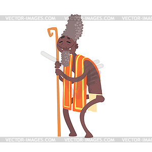 Black skinned toothless elder man aborigine - royalty-free vector image