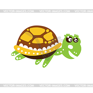 Улыбка зеленый черепаха характер плавание - векторный клипарт