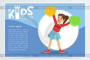 Creative blue poster for kids club with happy - vector clipart