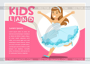 Happy girl dressed as princess, cute kid in - vector clipart