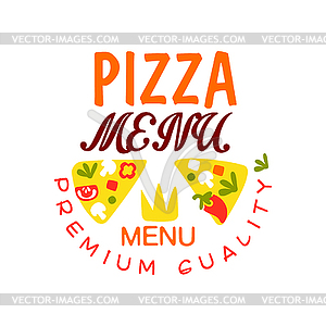 Flat typography logo design with vegetable pizza - vector clipart