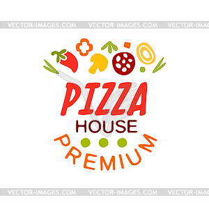 Flat pizza house logo creative design element with - vector clipart
