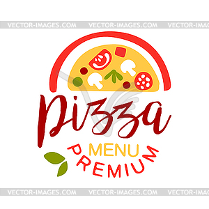 Flat colorful half of pizza with vegetables and - color vector clipart