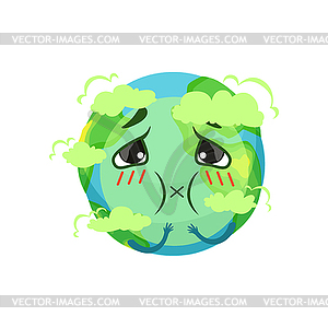 Характер земной планеты, удушающий углерод - клипарт Royalty-Free