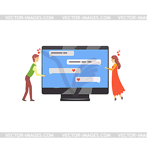 Online dating service or website concept with peopl - vector image