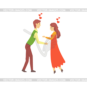 Young couple in love, boy and girl attracted to eac - vector image