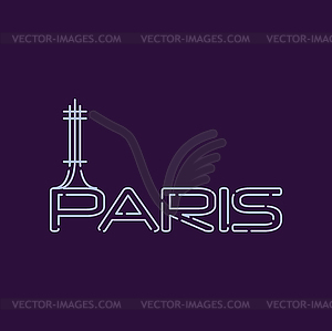 Paris city logo in line style. Abstract silhouette - vector clipart