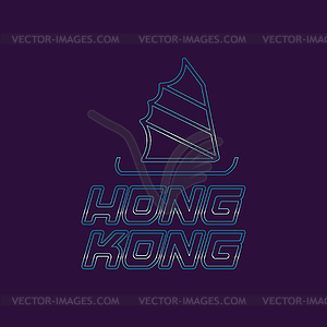 Hong Kong city logo in line style. Silhouette of - vector EPS clipart