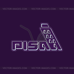 Logo of leaning tower of Pisa. Historical monument - vector clipart