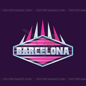 Barcelona city logo design in hexagon shape. - vector image