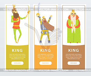 Vertical banners set with different kings kind, - vector image