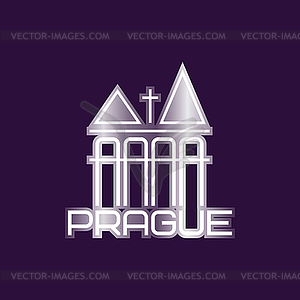 Prague symbol with church building or towers. - vector clip art