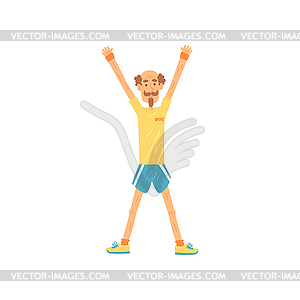 Adult man standing with feet shoulder-width apart - vector image