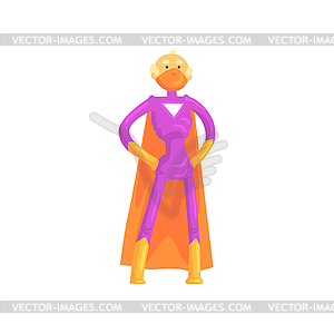 Elderly superman standing in heroic posture with - vector clipart