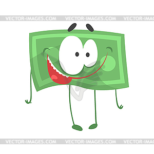 Funny money character with happy face. Cartoon - vector clipart