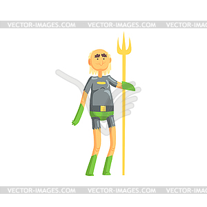 Toothless old man superhero standing and holding - vector image