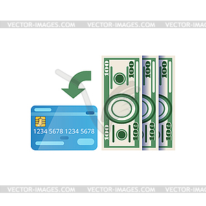 Replenishment of plastic card. credit or debit - vector image