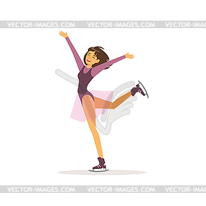 Cartoon young girl skating on skates. Professional - vector image